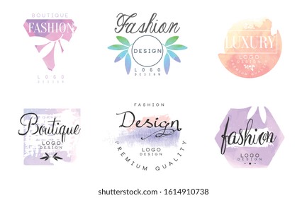 Fashion Boutique Logo Design Templates Collection, Luxury Premium Quality Badges Vector Illustration