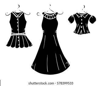 Fashion boutique, stylized doodles, hand drawing