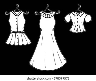 Fashion boutique, stylized doodles, hand drawing