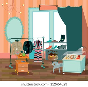 fashion boutique. Vector illustration of clothing shop.