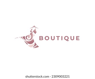 Fashion Boutique With Vintage Roses Pattern Logo Design Template