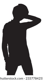 fashion boy silhouettes vector black isolated on white background