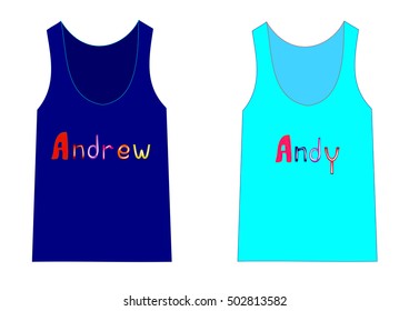 
Fashion for boys shirts with the names of two of Andrew and Andy vector illustration