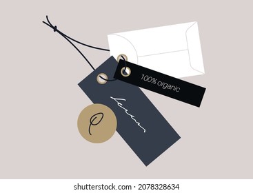 Fashion brand paper tags and envelopes, designer mockups