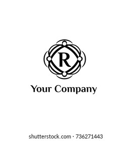 Fashion brand vector logo template. Letter R monogram