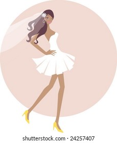 Fashion Bride Drawing. Vector Illustration