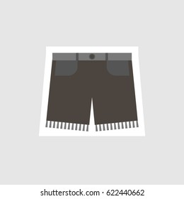 Fashion brown shorts icon with white outline isolated on grey background