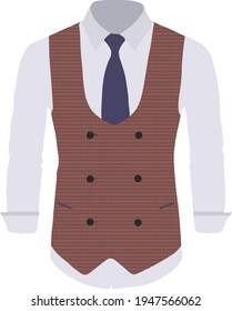 Fashion burgundy Business Plaid Waistcoat Suit Vest for Men 