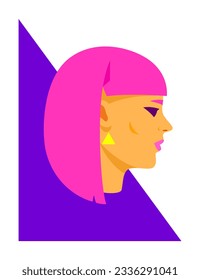 Fashion business girl head art flat illustration