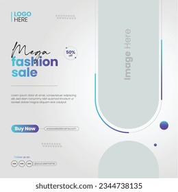 Fashion business marketing banner for social media post template, fully customizable, square post template with blue and purple color creative.