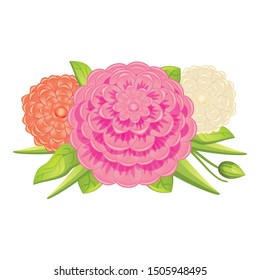 Fashion camellia bouquet icon. Cartoon of fashion camellia bouquet vector icon for web design isolated on white background
