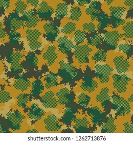 Fashion camo design. Color clouds seamless pattern vector. Trendy camouflage fabric pattern.