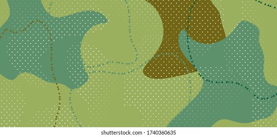 Fashion Camouflage Illustration. Graphic Camo Wave Cover. Modern Forest Military Collage. Hipster Camouflage Composition. Green Wave Poster. Army Military Texture. Vector Camouflage Background.