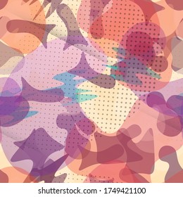 Fashion Camouflage. Modern Camouflage Seamless Pattern. Graffiti  Endless Repeats Surface. Vector Camo Fabric . Woodland Concept. Creative Army Hunting Print. Extreme Style Illustration.
