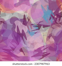 Fashion Camouflage. Trending Camouflage Seamless Pattern. Graffiti  Endless Repeats Surface. Vector Camo Fabric . Woodland Concept. Creative Army Hunting Print. Extreme Style Illustration.
