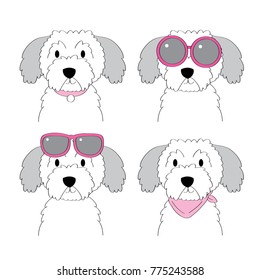 Fashion cartoon cute old English sheepdog vector.