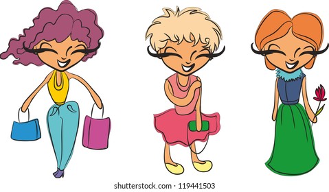 Fashion cartoon girl