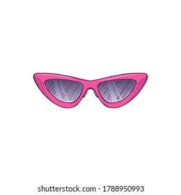 Fashion cat  eye style sunglasses element icon  vector sketch doodle illustration isolated white background  Summer vacation   leisure symbol 