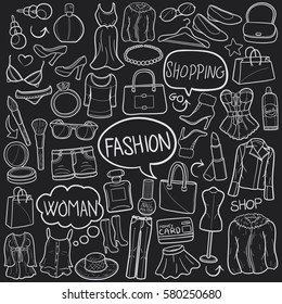 Fashion Chalkboard Doodle Shopping Art