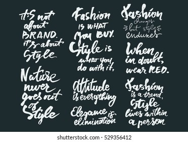 Fashion changes, but style endures. Attitude is everything. When in doubt, wear RED. Motivational quote. T-shirt printing design, typography graphics.