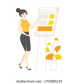 Fashion character woman girl concept Illustration teaching presentation board explain
