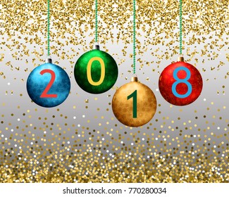 Fashion Christmas Background with shining gold snowflakes, bokeh, sparkles . Vector illustration