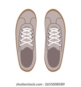 Tênis clássico de moda. Sapatos esportivos modernos para caminhar ou correr. Traje de desenho animado moderno para homem e mulher. Desenhos de calçado atlético. Ilustração de vetor plano isolada em fundo branco. 