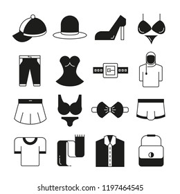 fashion clothes and accessories icons