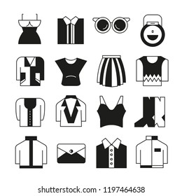 fashion clothes and accessories icons