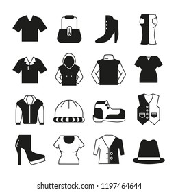 fashion clothes and accessories icons