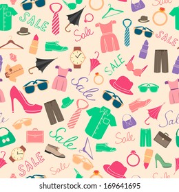 Fashion and clothes accessories seamless pattern vector illustration