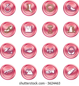 Fashion, clothes and accessory icons.  A set of fashion, clothes and accessory icons