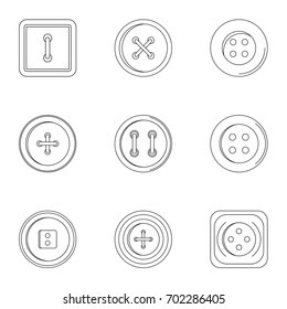 Fashion clothes button icon set. Outline set of 9 fashion clothes button vector icons for web isolated on white background