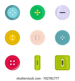 Fashion clothes button icon set. Flat set of 9 fashion clothes button vector icons for web isolated on white background