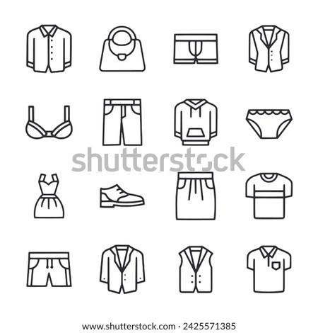 Fashion and clothes icon set