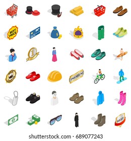 Fashion clothes icons set. Isometric style of 36 fashion clothes vector icons for web isolated on white background