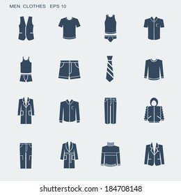 Fashion clothes for man.Vector flat icons isolated on white