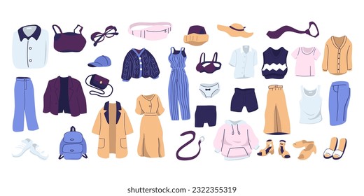 Fashion clothes set flat style illustration vector design