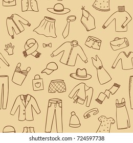 fashion clothes sketch seamless vector pattern