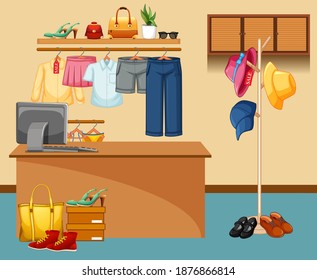 Fashion clothes store background illustration