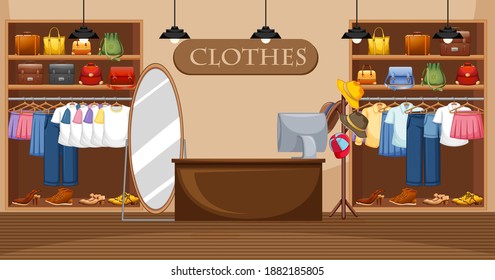 Fashion clothes store background illustration