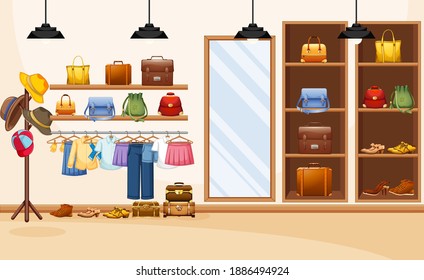 Fashion clothes store background illustration