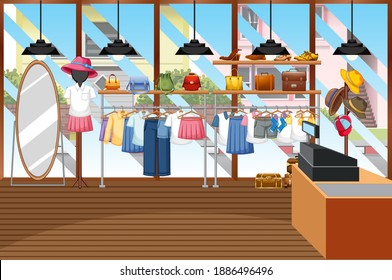 Fashion clothes store background illustration