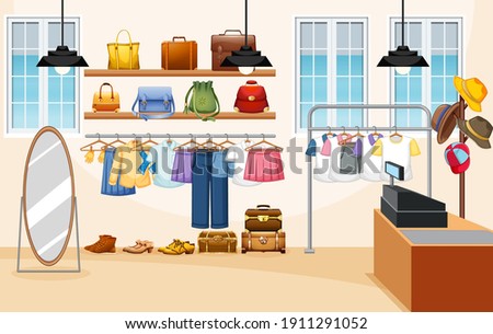 Fashion clothes store background illustration