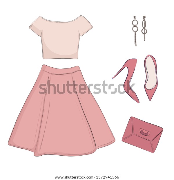 Fashion Clothes Summer Set Crop Top Stock Vector Royalty Free