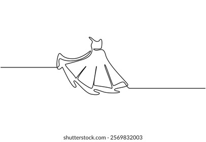 Fashion clothes symbol for bridal shop, Wedding dress in one continuous line drawing vector illustration