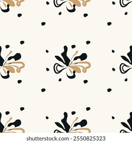A fashion clothes textile tradition seamless pattern style, Abstract seamless black and cream flowers vector pattern design