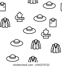 Fashion And Clothes Vector Seamless Pattern Thin Line Illustration