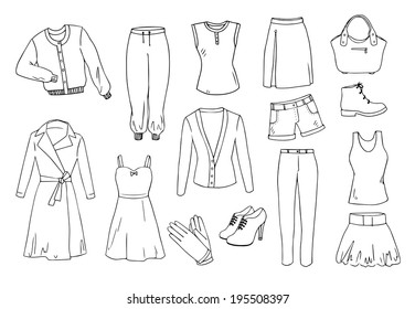 Fashion Clothes Vector Set Stock Vector (Royalty Free) 195508397