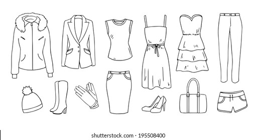 Fashion and clothes vector set